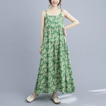 린넨원피스 뉴타입 린넨 프린팅 원피스 루즈핏 스커트배를가려주는 어려보이는 나시원피스 롱타입 플라워 A라인스커트 여름