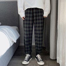 [이쏘] 남성하의 밴딩 체크바지 루즈핏 캐주얼룩 스타일코디 10366EA