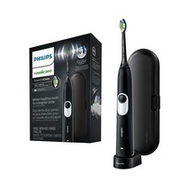 Philips Sonicare 전동 칫솔 EssentialClean 충전식 다이아몬드클린 브러시 헤드 소닉 전자 여행용 케이스 화이트 미국직송 282708, 블랙._1 Count (Pack of 1)