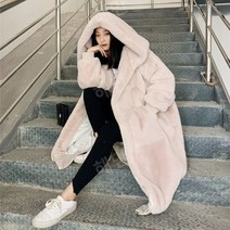 후드 롱 퍼코트 페이크퍼 인조밍크 루즈핏 빅사이즈