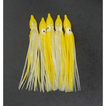 푸른바다피싱 야광 꼴뚜기루어 5.5cm 8cm 12cm 소형 대형 야광 꼴뚜기웜 꼴뚜기채비 5개입, 노랑