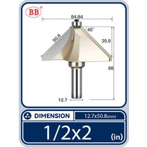 드라이월커터 베벨 모따기 라우터 비트 베어링 45도 플러시 트리밍 테이퍼 목공 diy, [23] 1-2x2(45deg), 23 1-2x2(45deg)