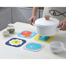 PVC 카툰 캐릭터 다용도 테이블 냄비 받침대 & 컵 코스터(대/소), 새-옐로우(DT29)