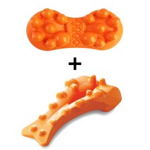 마사지기 휴대용 목 어깨 안마기 마사지 일본 척추 교정 지압 요법 베개 경추 보조기 부, 주황색 척추 + 주황색 요추