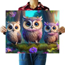 FASEN 액자 캔버스형 보석십자수 DIY 키트 40 x 50 cm, 1개, ZSH180.부엉이03