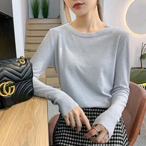 18컬러 로브 여성 기본 베이직 라운드 긴팔 무지 홀가먼트 핑크 니트 티셔츠 봄 여름 가을 겨울 예쁜컬러 보들보들