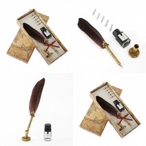 다크브라운 깃털 만년필 세트 깃펜 중저가만년필 가성비만년필 선물용만년필