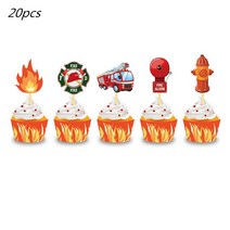 이사박스 택배 이삿짐 종이 소방차 사탕 상자 스티커 선물 가방 소방관 테마 파티 호의 어린이 생일 축하 베이비 샤워 장식, [12] Cake Wrapper 20set