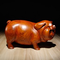 흑단 돼지 나무 조각상 장식품 홈 장식 소품 마호가니 공예품, 길이 20cm 외짝1
