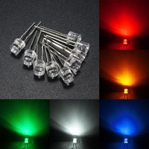 아두이노 LED(5파이 5mm 울트라 블라이트 전방평면 발광다이오드 Ultra Blight Flat Top LED) - 10개 묶음 0.1%의 비밀, 흰색(White)