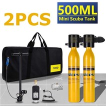 미니산소통 공기통 2pcs 500ml 다이빙 시스템 미니 스쿠버 실린더 스쿠버 산소 예비 a.ir 탱크 펌프 알루미늄 상자 스노클링 다이빙 장비 세트
