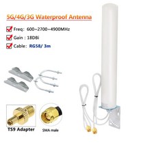 LTE라우터 LTE USB 모뎀 공유기 와이파이 TS9 SMA N 남성 5G 4G 3G GSM IP67 Mimo 야외 방수 공중 18dbi 옴니 외부 라우터 안테나 무선 네트워크, [05] TS9 and 1m