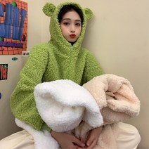 여자 곰돌이 양털 뽀글이 루즈핏 귀여운 후드점퍼 30대 여성 고등학생 후리스 대학생 코디