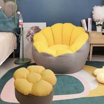 Modlauna 빈백 무중력 빈백 소파+풋스툴 세트 95 x 85 x71 cm, 노란색