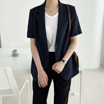 데일트 여성 오버핏 여름 린넨 반팔 자켓