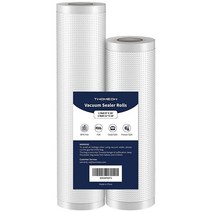 TWOMEOW 진공 밀봉기 백 20.3cm x 4.9m(8인치 16피트) 및 27.9cm 4.9m(11인치 롤 BPA 프리 상업용 등급 씰 식품 보관 식사 준비 수비드 모든 기계와, 2 Rolls