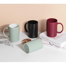 470ml 무광 라떼 커피잔 빈티지 머그컵 제빵 휴식시간, 러파드머그컵 직선_블랙 470ml 1P