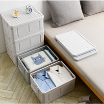 이케아 다이소 이불 옷 정리함 라탄 바구니 침대밑 수납장 트렁크 정리함 폴딩 수납 박스, 더리빙 폴딩박스 (그레이)