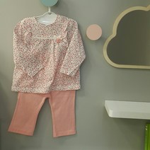[압소바]60%SALE 잔무늬 플라워 핑크 상하복