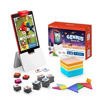 Osmo - 파이어 태블릿용 Genius 스타터 키트 5가지 교육용 학습 게임 만 6-10세 철자 수학 창의성 등 STEM 장난감 -(Osmo 태블릿 베이스 포함 독점)(영어 버전