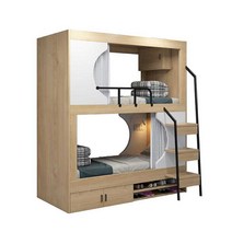 캠슐침대 2층 벙커침대 게스트룸 복층 다락방 숙소, 120cmx200cm 매트리스 커튼 신발장