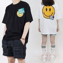 데님투나잇 남자 여자 커플티로 딱! 귀여운 오버핏반팔티 루즈핏반팔 프린팅 로고 나염티셔츠