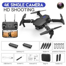 스파이 드론 아바타 농업용드론 잠수드론KBDFA-E88 Pro RC 접이식 쿼드콥터 드론 4K HD 와이파이 FPV 1080, 16 black-single C-4K-2B
