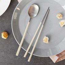 NEW 달콤 수저세트 베이지, 숟가락 + 젓가락