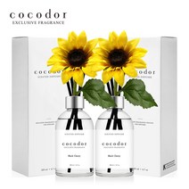 코코도르 화이트라벨 디퓨저 200ml X 2개 + 해바라기 조화 2P, 001_해바라기X2, 01_W/블랙체리X2