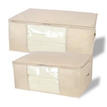 마벨인홈 대용량 와이드 이불 옷 정리함 리빙박스 대형+중형 2개세트, 베이지, 2개