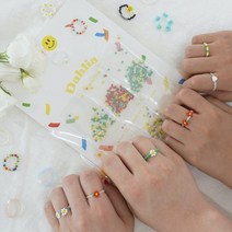 비즈 반지 만들기 세트 대용량 DIY 키트 5type [꽃비즈 동백이 스마일 꽃 링], 3.동백이