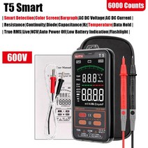 전문 디지털 멀티 미터 스마트 전압계 전류계 T5 True RMS 10A DC AC 자동차 테스터 자동 범위 전압 전류, 01 T5 Smart