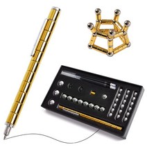 고급 피젯 무소음 큐브 스피너 어른 장난감 DIY 마그네틱 피젯 펜 자석 피기 펜 다기능 변형 가능한 쓰기, 09 Big Gold set
