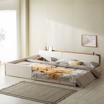 디베이 저상형 패밀리침대 수납 LED 침대, LED형(그레이), 유로탑포켓매트리스