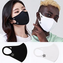 LXP579 구리나노섬유 반영구 항균 패션마스크 빨아쓰는 마스크 프린트 버전 3종 (베이직 라인), 스타(별) 문양 블랙, L (성인 여성&남성)