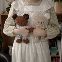 DIY 키트 쉬운 메롱곰 인형 만들기 동영상 초보용 바느질 취미 힐링 테디베어 곰인형, 베이지, 1개