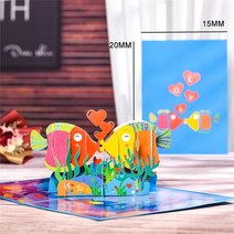 그래픽 카드 어린이를위한 3d 나비 유니콘 생일 카드 어린이 귀여운 동물 팝업 인사말, 열대어