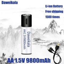 전동릴배터리 고용량 1.5v aa 9800 mwh usb 충전식 리튬 이온 배터리 원격, 1개
