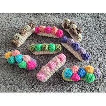 퐁퐁 머리핀 손뜨개 강아지 고양이 사계절 포인트 핸드메이드, 핫핑크