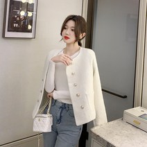 패션고리 여성 라운드넥 트위드 하객 자켓 W56