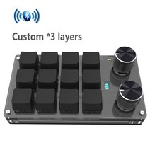 매크로 키보드 작업용 게임용 업무용블루투스 키 노브 미니 레이어 프로그래밍 포토샵 사용자 정의 기계식 핫 스왑 키패드, k09-black-bt, 파란색 스위치