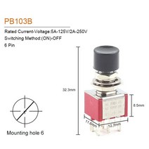 자동 절체기 전원 스위치 캠핑카 시스템 듀얼 카라반 1/5PCS 6mm 3/6Pin 2 위치 미니 순간 자동 복, 12 PB103B 6 Pin_01 1 PCS