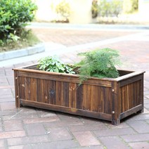 도로변화분 도로용화분 화분통 데크화분 경계목 야외 탄화 부식 방지 나무 원예 용품 꽃, 길이 90폭 37높이 30cm, 중간