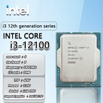 인텔 코어 i3-12100 i3 12100 3.3 GHz 4 8 스레드 CPU 프로세서 L3 12M 60W 지원 DDR4 DDR5 데스크탑 소켓 LGA 1700