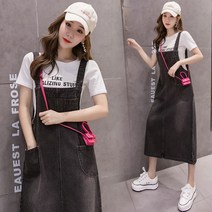 투비전스토어 멜빵청바지 S-5XL 봄 여름 여성 데님 드레스 멜빵 루즈 오버올 캐주얼 롱 선드레스 로브
