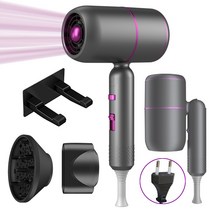 Holotap 휴대용 이온 헤어 드라이어 저소음 여행용 가정용 접이식 헤어 드라이기 1800W, 회보라색