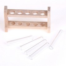 우드슬랩식탁 테이블 5개/대 실험실 유리 테스트 튜브 나무 랙 세트 1:12 Dollhouse Miniature Accessory D, 한개옵션0