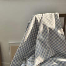 [H] 체크 원단 순면 선염 대폭원단, 네이비원단