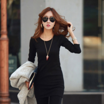오너클랜 여성 데일리 라인 예쁜 면 베이직 심플 미니 원피스