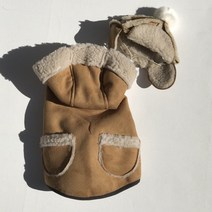 강아지 입히기 편한 벨크로 무스탕 후드 티셔츠 하네스 기모 따뜻한 겨울 산책 S-XL